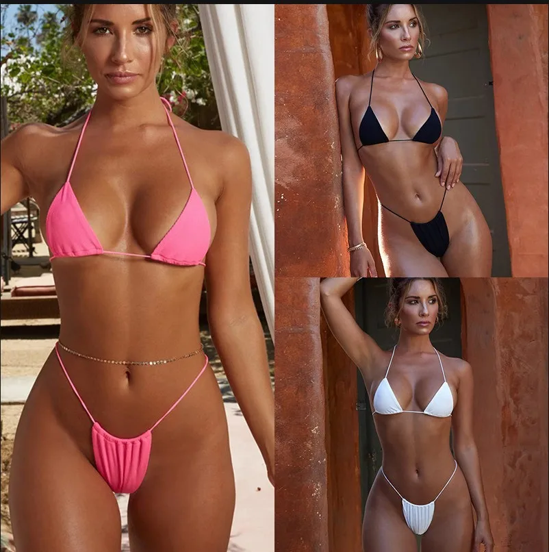 

Hot Girls 2021 Custom Sexy Bikini Women Bathing Suits Cover Ups Beachwear Two Pieces Swimwear, As shows