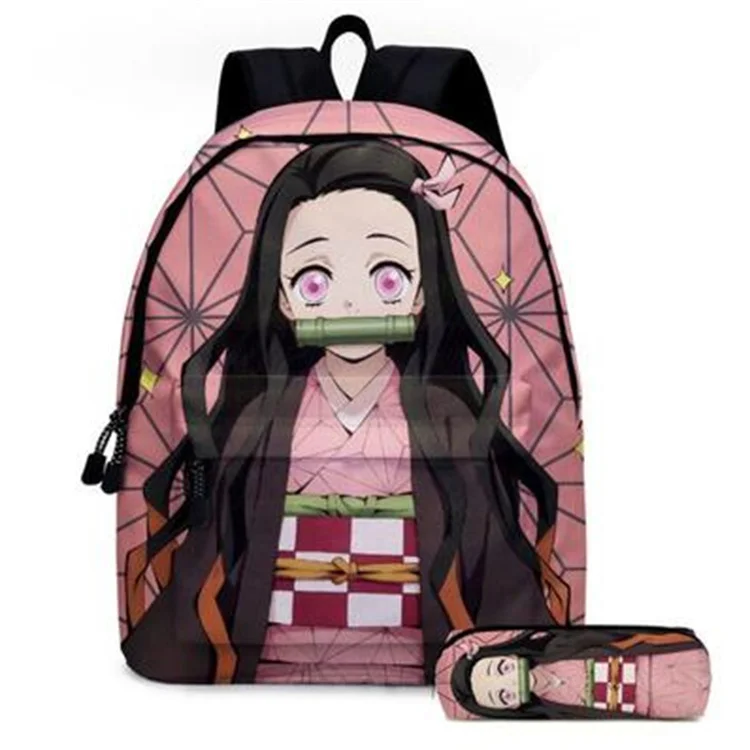 

Customize 2021 New Anime cartoon Demon Slayer backpack demon slayer School bag with small pencil bag, Mix color