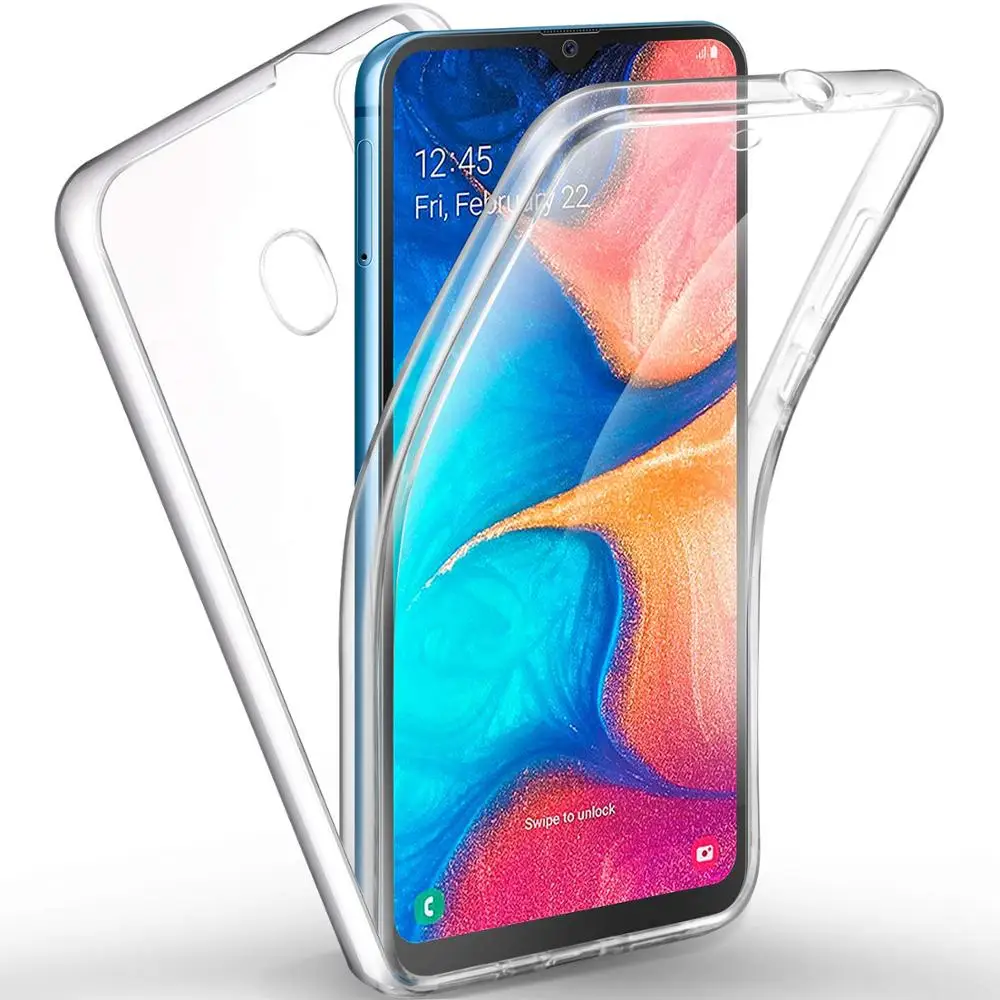 

360 Degree Protection Phone Case, Silicone Clear Cover [2 in 1 Hard PC Back + Soft PET+TPU Front] Case for Samsung Galaxy A20e, Transparent,contact me get more color