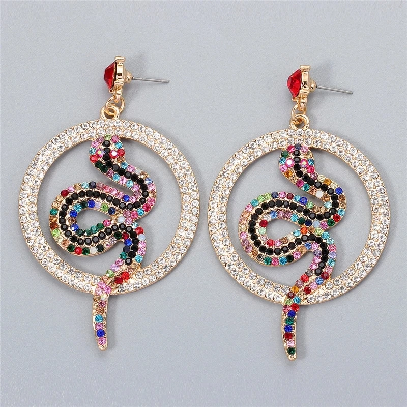 

Kaimei Female Jewelry Gifts Vintage Pendant Earrings For Women Luxury Brand Snake Crystal Statement Dangle Earrings, Many colors fyi