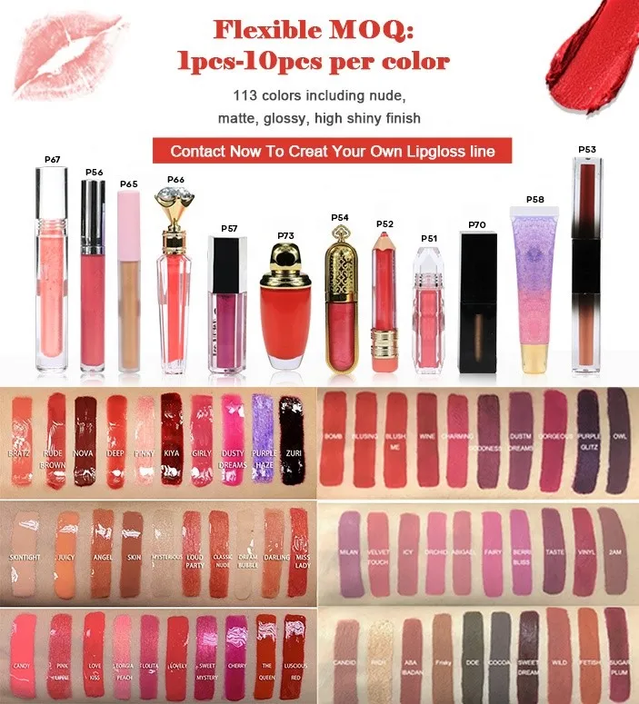 

Make Your Own Logo Lipgloss 113 Colors None Sticky Lip Glaze Matte Liquid Lipstick with Metallic pigment