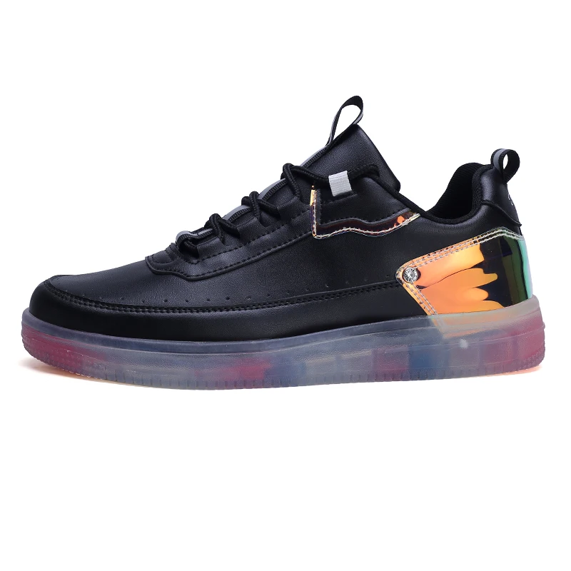

Autumn men's microfiber leather transparent sole small size plus size couple men causal shoes sneakers 2020, White green pink black