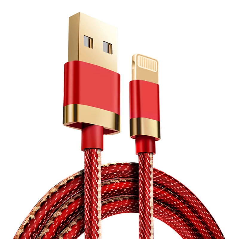 

Gold plated denim braided charging data cable 3A single head charging cable type c/ micro / 8 pin fast Charger data cable