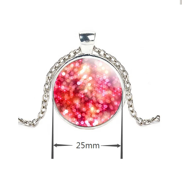 

Free shipping Fashion Custom Colorful Glow Pendant Jewelry Crystal Glass Cabochon Necklace For Women, Silver,bronze,gun black