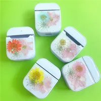 

2019 newest full protective skin glitter cover real flower case compatible airpod charging case