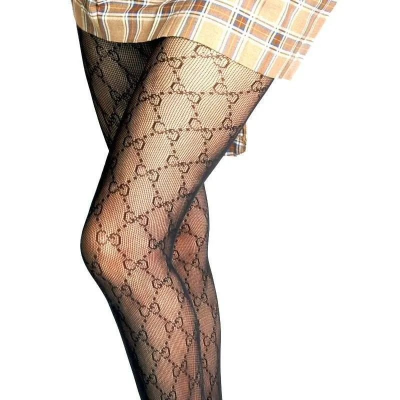 

Small G Letter Silk Stockings Women's Thin Style Fishnet Stockings Feminine Pantyhose Anti-hook Silk Spring Thin Styl, Black/white