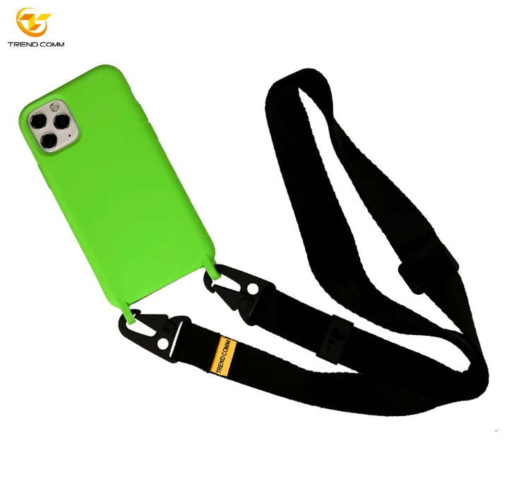 

Colorful Rubber Coating Silicone Hooked Case Cross Body Strap Neck Cover Phone For iPhone 12