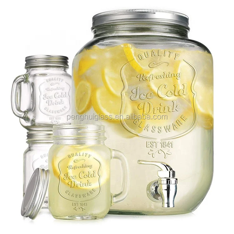 8l Glass Juice Jar With Mason Jar - Buy 8l Glass Juice Jar With Mason ...