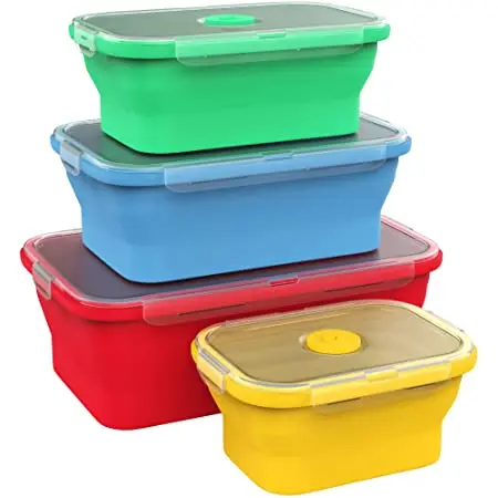 

Colorful Silicone Folding Lunch Box 800ML Portable Collapsible Silicone Bento Lunch Box Food Storage Containers with Lids 2021, Colors
