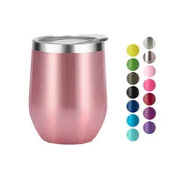 

12 oz double wall travel insulated stainless steel bottle stemless wine tumbler with lid and straw