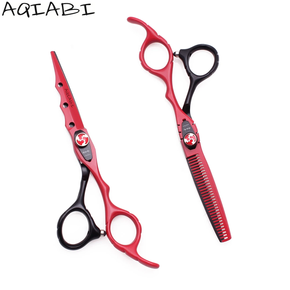 

Barber Scissors 6'' JP Stainless Steel Hair Cutting Scissors Thinning Shears Hair Scissors Razor Edge Red And Black A1019, Red and balck