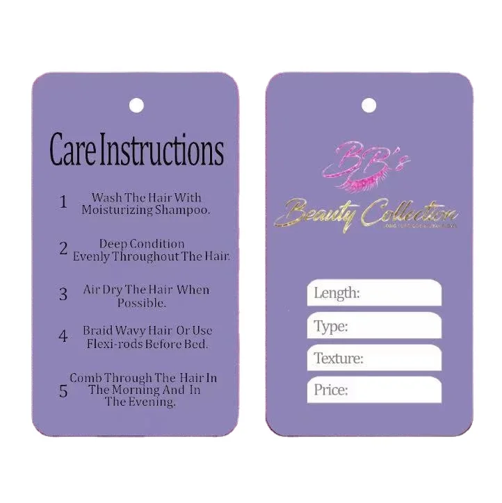 

custom business card thank you card hair tag for wig and clothes tag with logo, Customized color