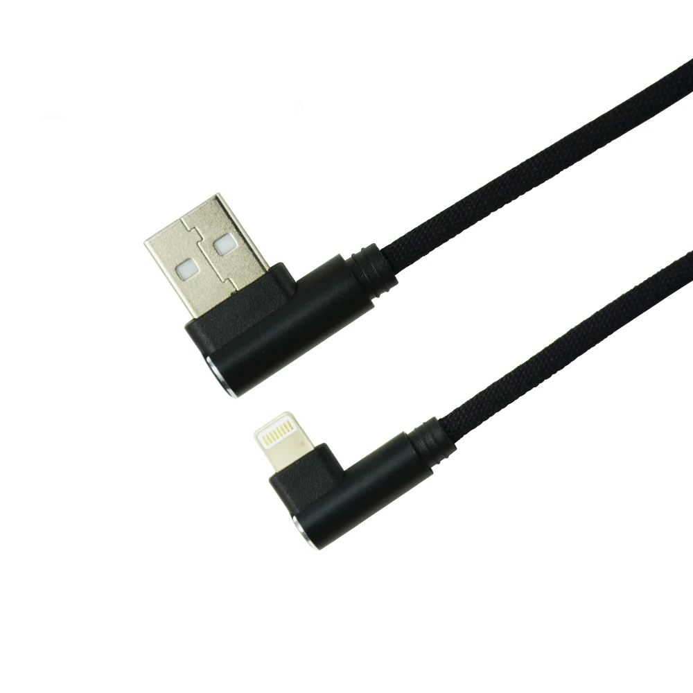 SIPU High quality nylon alloy 90 degrees right angle elbow quick charging data cable for mobile phone - idealCable.net