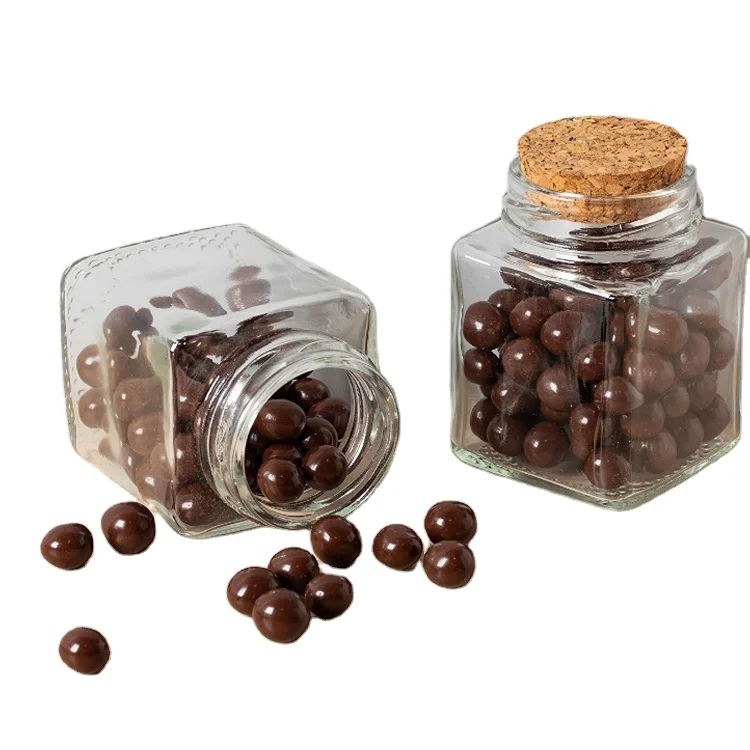 

Spice Jar 3.5OZ Mini Small Clear Square Glass Jars with Cork Lid