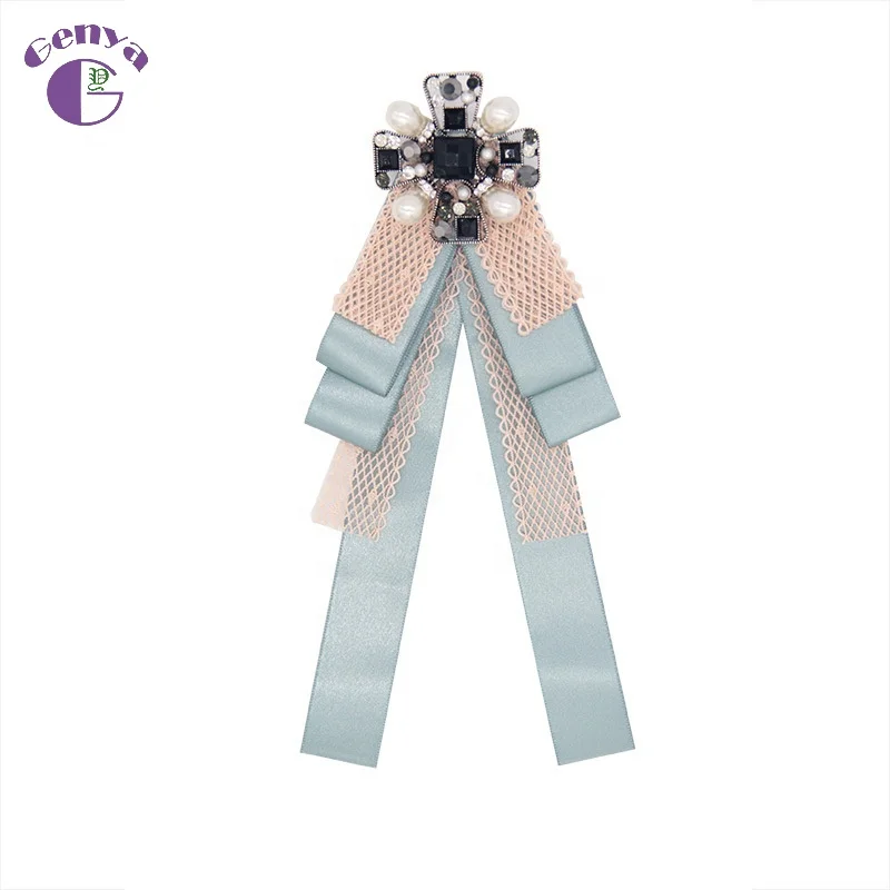 

Genya British multi layer bow tie ladies dress bridesmaid wedding bow tie Korean version of long ribbon brooch for women, As picture