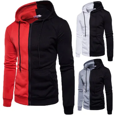 

Hot Sale Winter New Unisex Windproof And Warm White Oversized Color Block Zip Up Hoodie, Custom colors