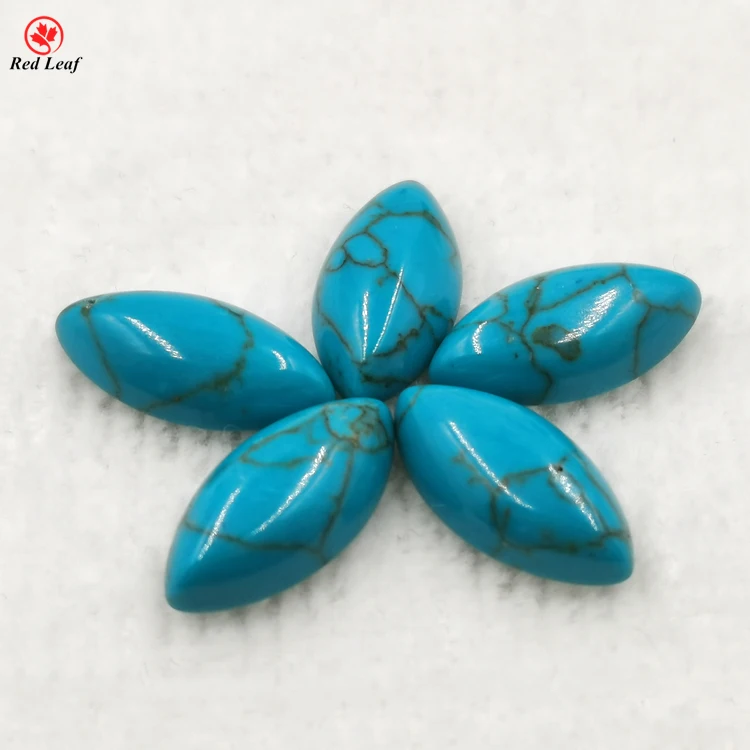 

Redleaf Gems Marquise Cabochon Loose Gemstone Blue Turquoise Stone for jewelry