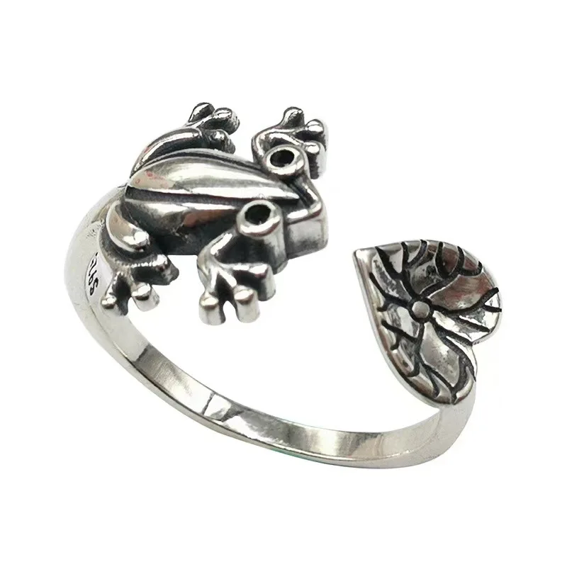 

Fashion opening  silver alloy leaf frog ring daily decoration holiday birthday surprise gift