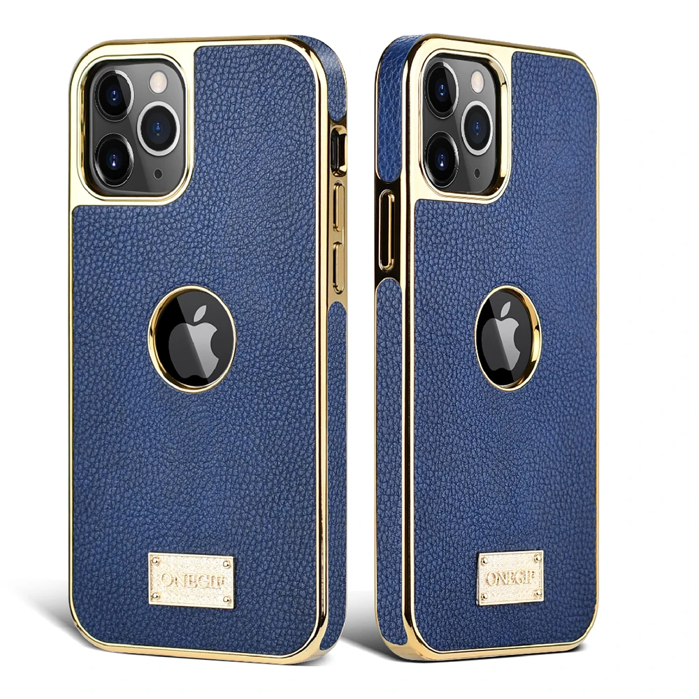 

2021 Soft Silicone Full Grain Leather Plating Phone Case For iPhone 12 Pro Max Protective Case, 4 colors