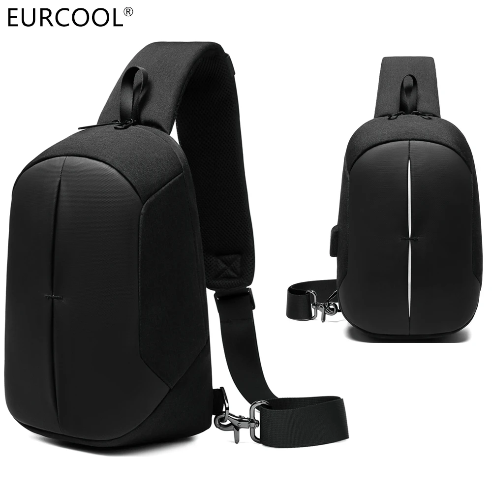 

2021 Eurcool Custom Waterproof Business Casual Crossbody Messenger College Cross Sling Chest Bags Men, Black and gray or customized