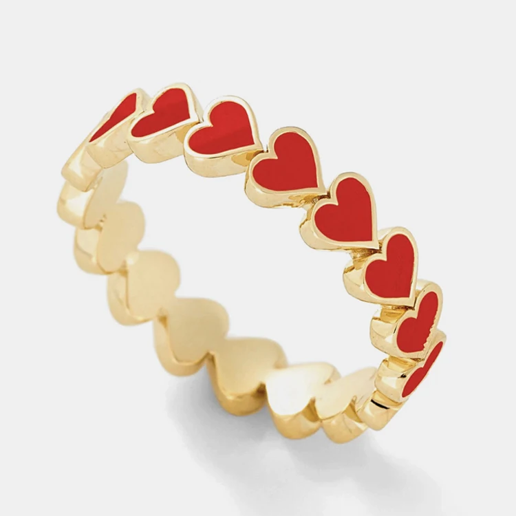 

Fashion Cute Enamel Solid Color Ring Love Jewelry Heart Finger Charm Red Heart Ring, Picture