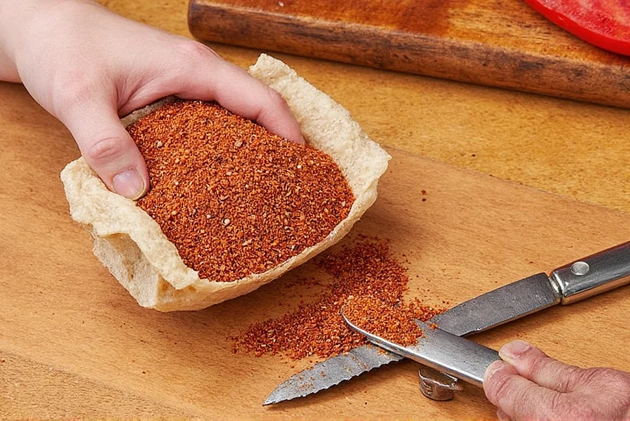 Spice rack with labeled Santa Maria seasoning bottle among other BBQ rubs