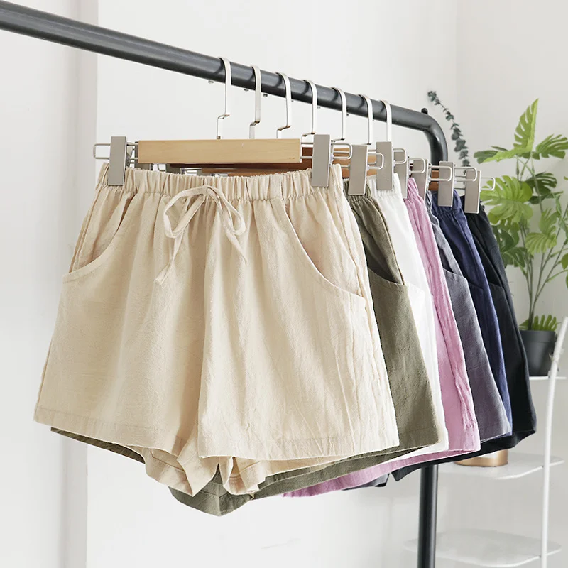 

2021 New Shorts Female Summer Wholesale Loose-Fitting Cross-Border Trousers Make You Look Slimmer Cotton And Linen Shorts