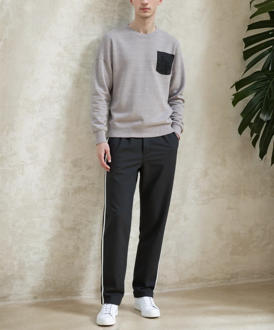 New Arrival Wholesale Men's Breathable Anti-Shrink Crew Neck ODM&OEM Supply Knitted Pullover Sweater