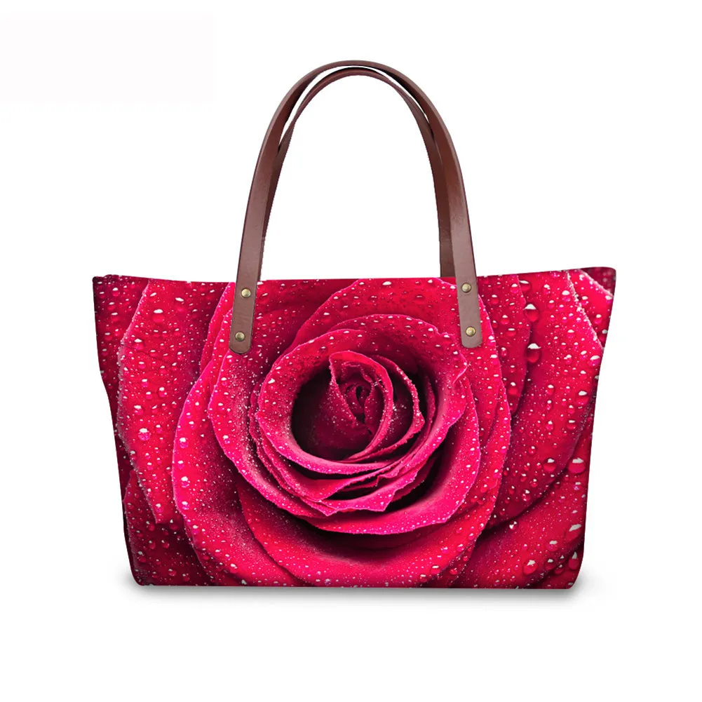 

Custom rose pattern Designs Brand Handbags Bag Women Bags Famous Brands Ladies Pu Top Handle Satchel Shoulder Tote Bags