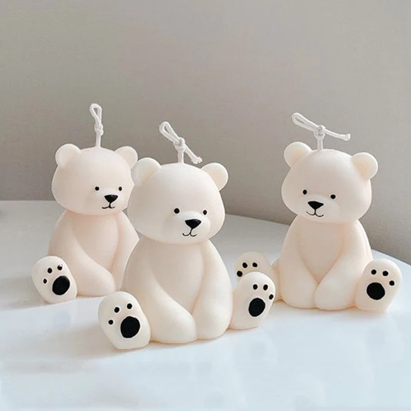 

M097 DIY 3D Home Decoration Bear Silicon Candle Making Mould Homemade Cute Silicone Teddy Bear Candle Mold