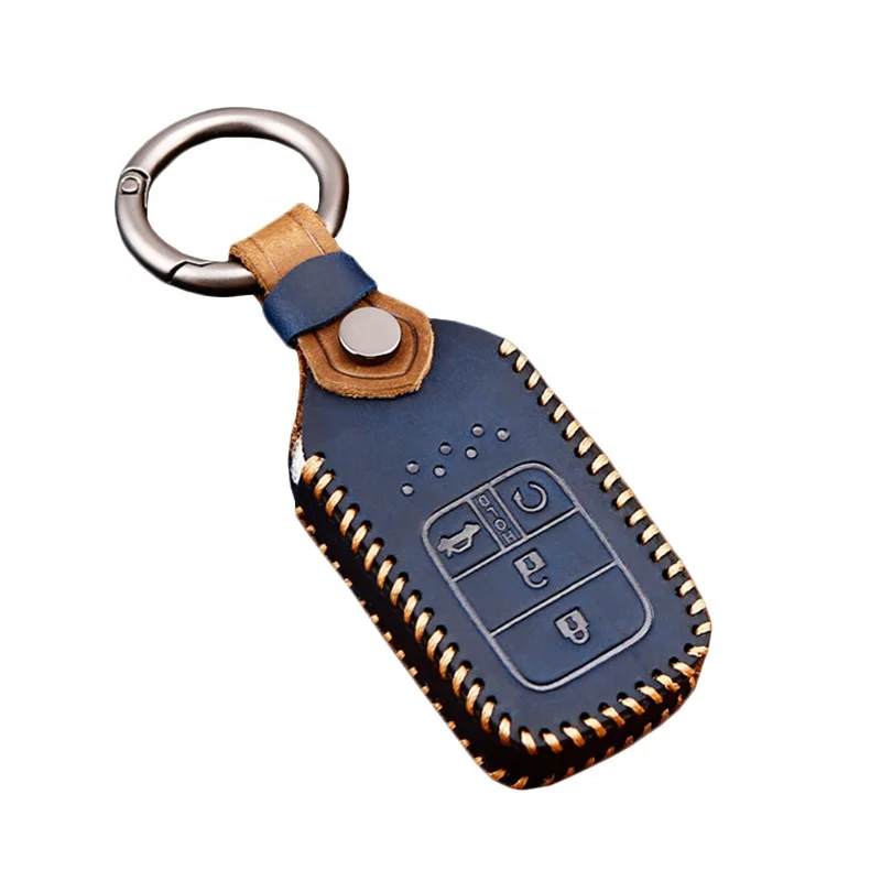 

New Crazy Horse skin car key cover fashion luxury leather key case for Honda series, Blue\coffee brown