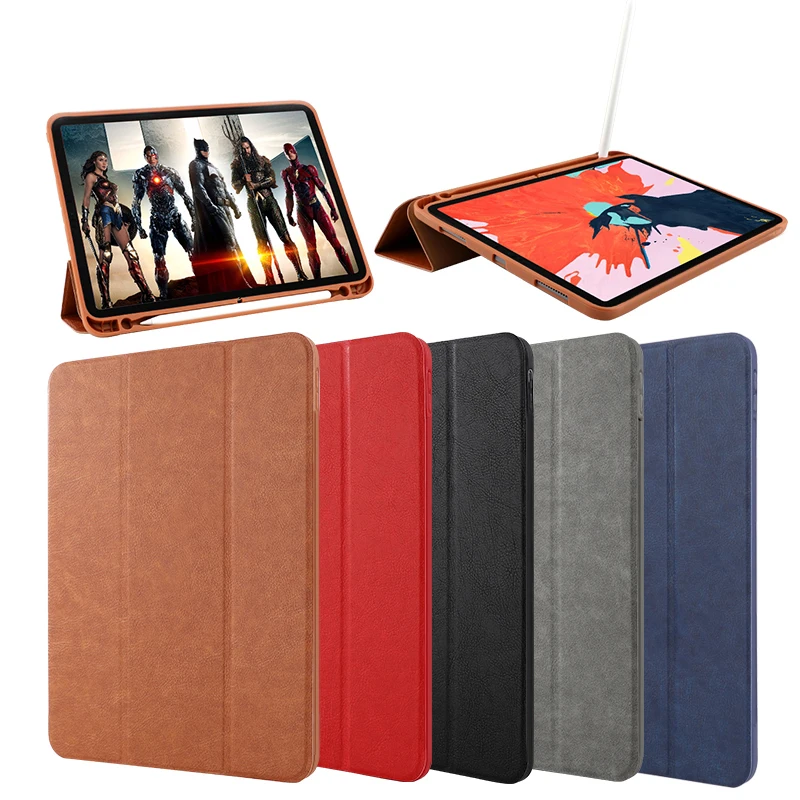Shockproof pu leather flip cover cases for ipad pro 11 inch with pencil holder