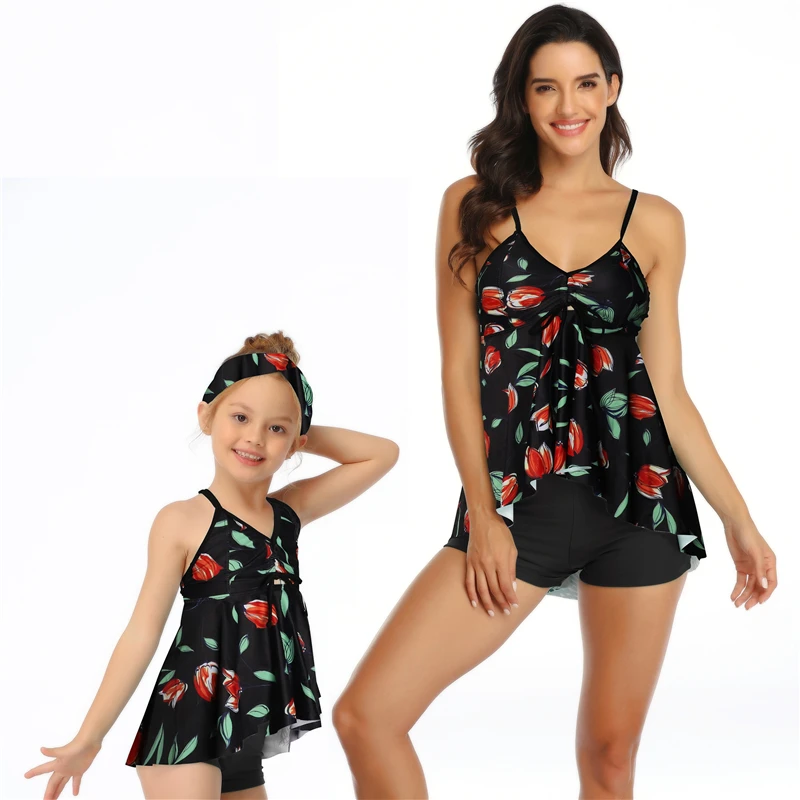 
2020 latest conservative style Cover belly fashion Parent-child suit swimwear 
