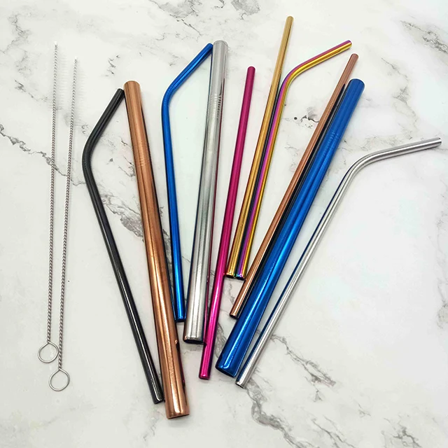 

Reusable Colorful Metal Various packaging Bent Straight Drinking Stainless Steel 304 Straw, Silver,gold,rose gold,rainbow,black,blue,purple