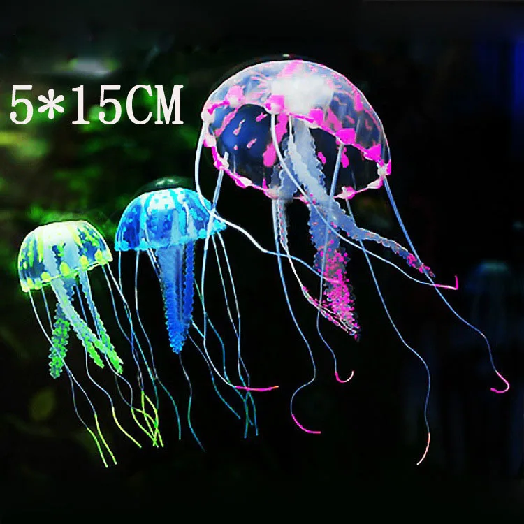 

Floating fluorescence silicone simulation fake jellyfish decorations for fish aquarium tank, Colorful