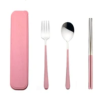 

Rose gold korean cutlery set , portable stainless steel cutlery for custom metal chopsticks , chopsticks and spoon set