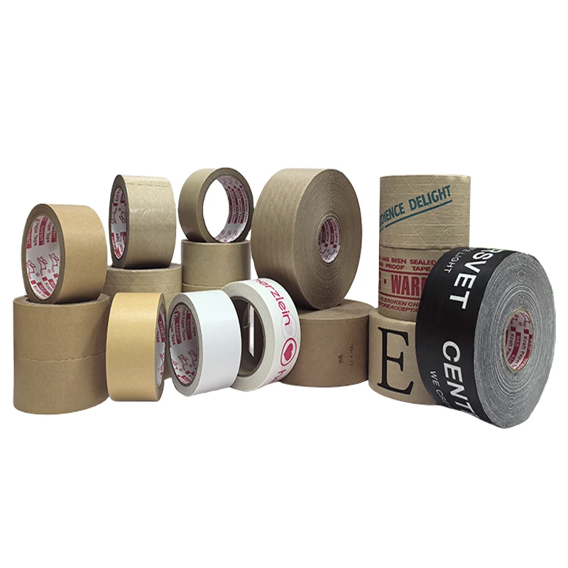 Custom Brand Printed Reinforced Water Activated Self Adhesive Kraft Paper Packing Tape