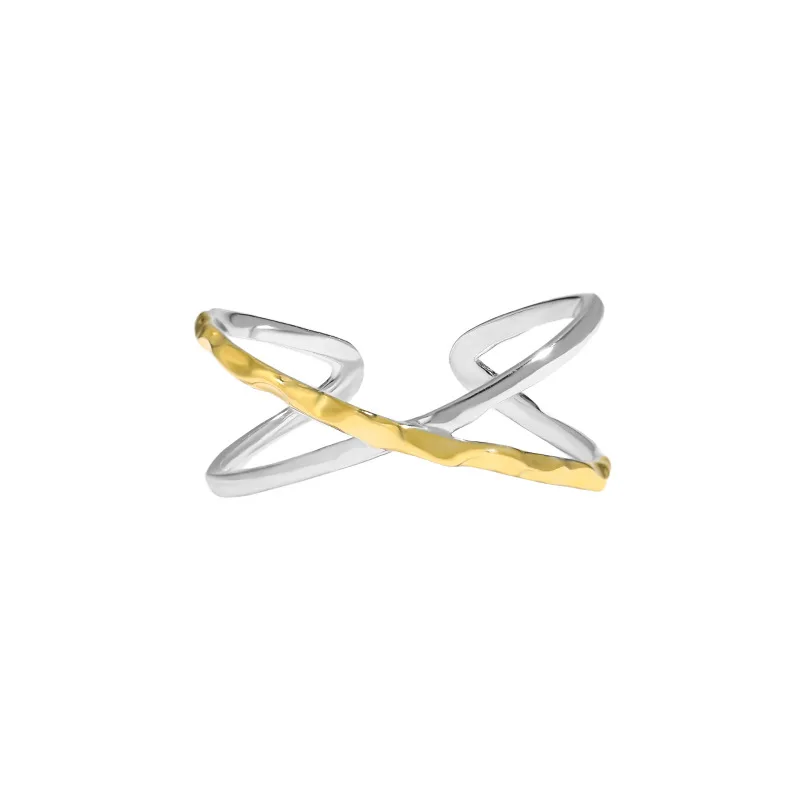 

VIANRLA 925 Sterling Silver Ring Minimalism Double Color Ring Open Adjustable Ring Jewelry Wholesale