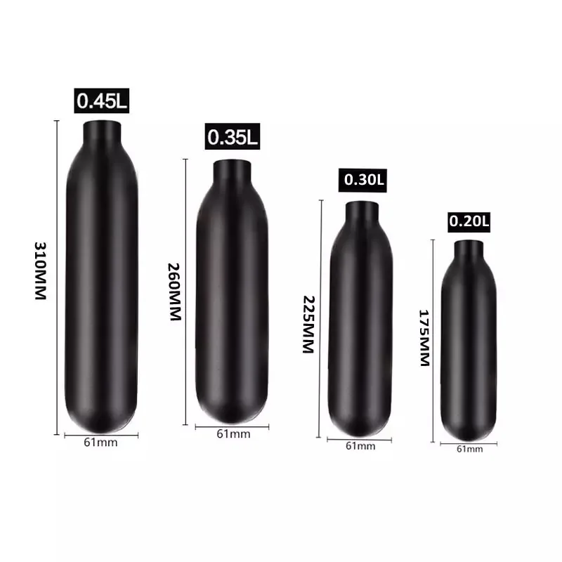 

Pcp paintball airforce hpa cylinder air bottle 0.2l /0.3l /  / 0.45l tank 300bar 4500psi m18 * 1.5, Black