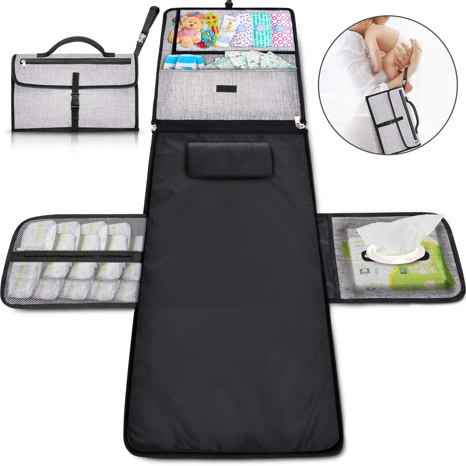 Portable Baby Changing Pad Detachable Waterproof Baby Travel Changing