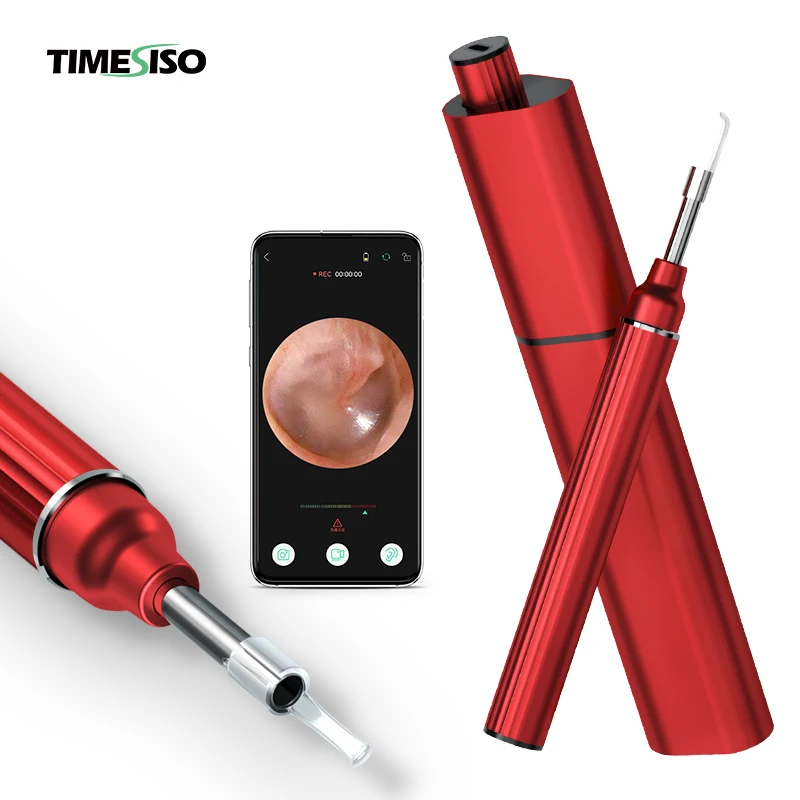 

2021 Timesiso Ear Wax Remover Vacuum Cleaner Digital Wifi Otoscope Ear Cleaning with OEM ODM Service, Black/red/green