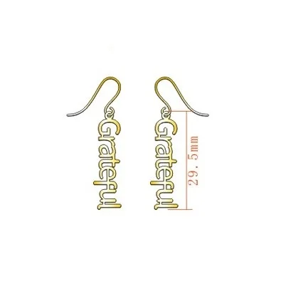 

Customizable Alphabet 26 Letters Earring 14K Gold Plated Stainless Steel Pendant Earrings, Customized color