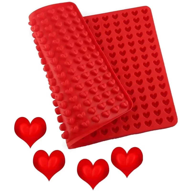 

255 Hearts Shapes Baking Mat Silicone Baking Mats Sheet Bakeware Mold Dog Pet Treats Pan Baking Biscuits Cookies Puddy Mold, Red