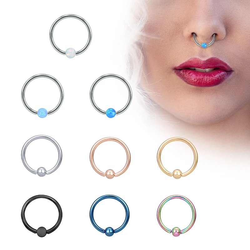 

HOVANCI Titanium Opal Ear Septum Piercing Nose Ring Gem Ball BCR Piercings CBR Helix Tragus Labret Rings Piercings Body Jewelry, Gold,silver,colored and so on