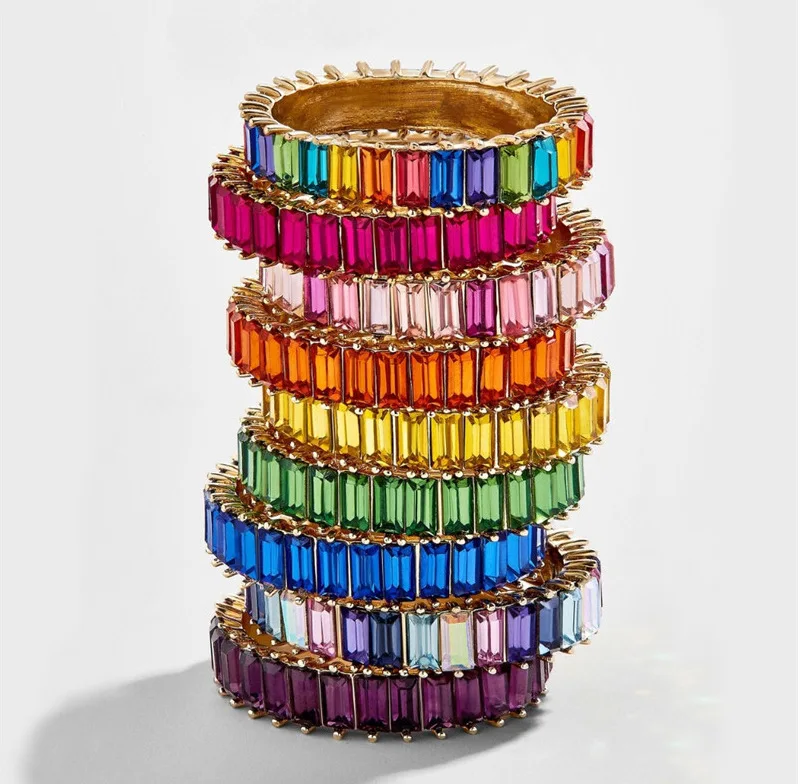 

Fashion Wholesale 9 Color Available Multi Color CZ Cubic Zirconia Stacking Band Rings For Wedding Engagement