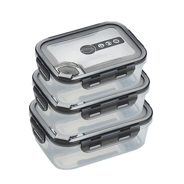 

Microwaveable crisper set airtight meal pre salad box plastic food storage container with snap lock, Transparent
