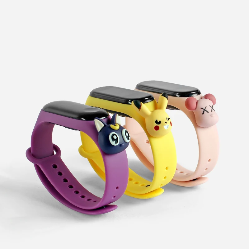 

IVANHOE Cartoon Silicone Strap for Xiaomi for mi Band 4 Strap Wristbands Accessories for Miband 3 Bracelet For Mi Band 4 Strap, Multi-color optional or customized