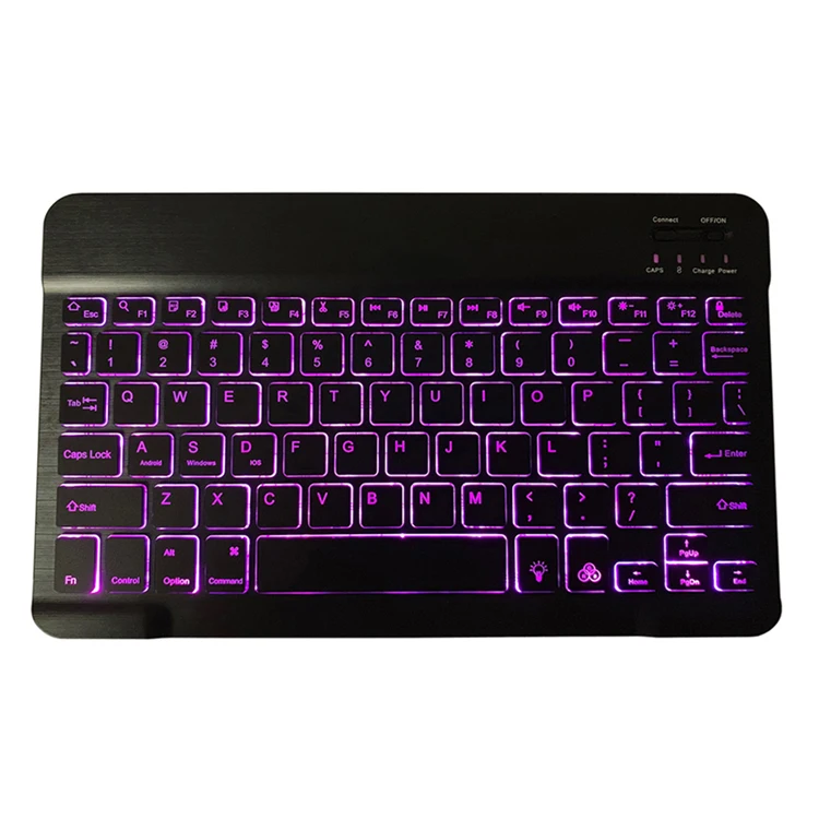 

7 inch 10 inch Rechargeable RGB Wireless BT BackLight Keyboard for Phone Tablet Laptop Ipad Computer, Black