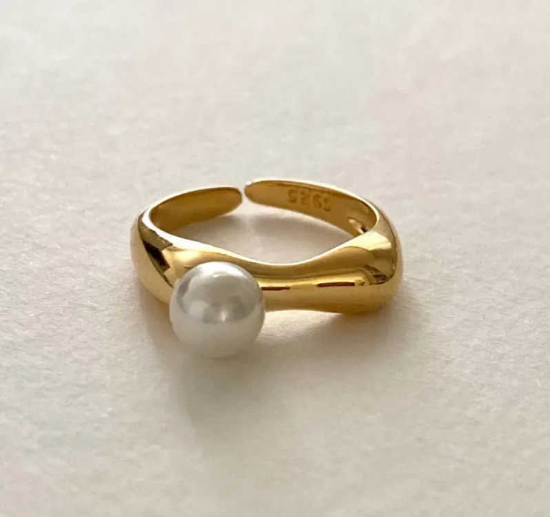 

VIANRLA 925 sterling silver Freshwater Pearl rings gold 18k women