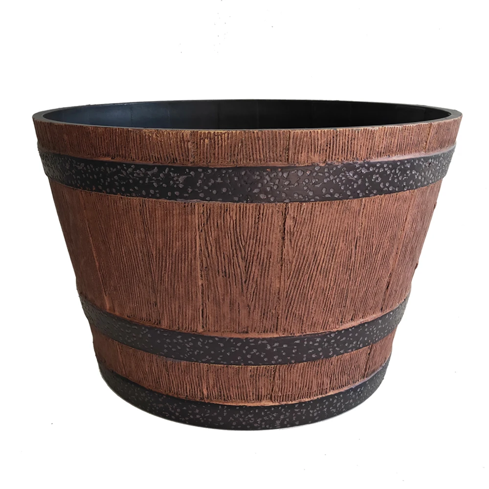 

21 Inch Half Oak High Density Kentucky Walnut Whisky Barrel Planter Pots, As picture or customized color